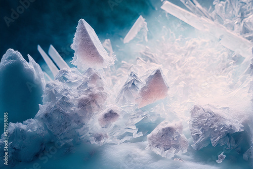 Fotografie, Tablou A wintery backdrop featuring icy crystals arranged in a geometric pattern