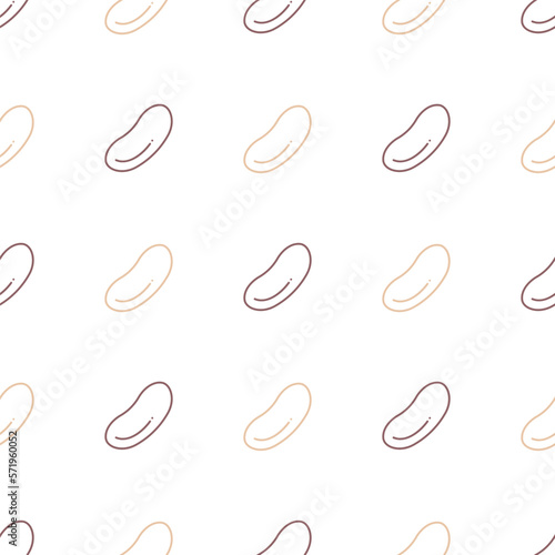 Kidney white and red beans seamless line pattern. Beans simple vector background.