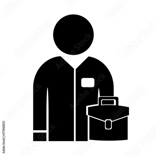 Vector illustration, a businessman's badge with a briefcase. Flat design. Isolated on a white background.