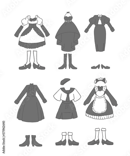 アイドル衣装のイラストセット