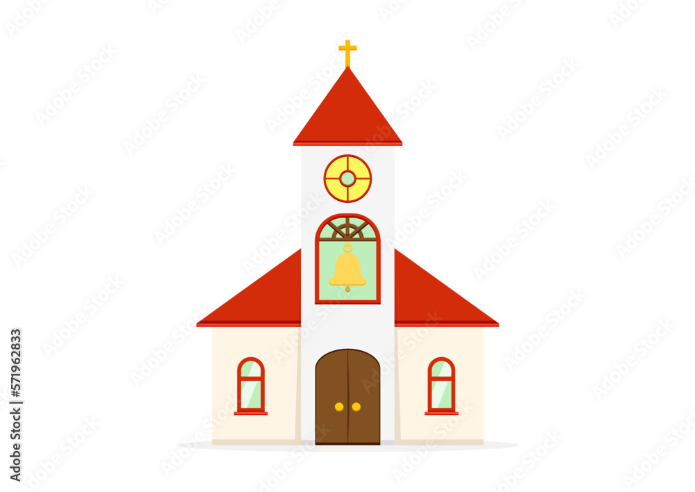 Church Building Clipart Vector Flat Design Isolated On White Background Church Building Clipart Vector Flat Design Isolated On White Background
