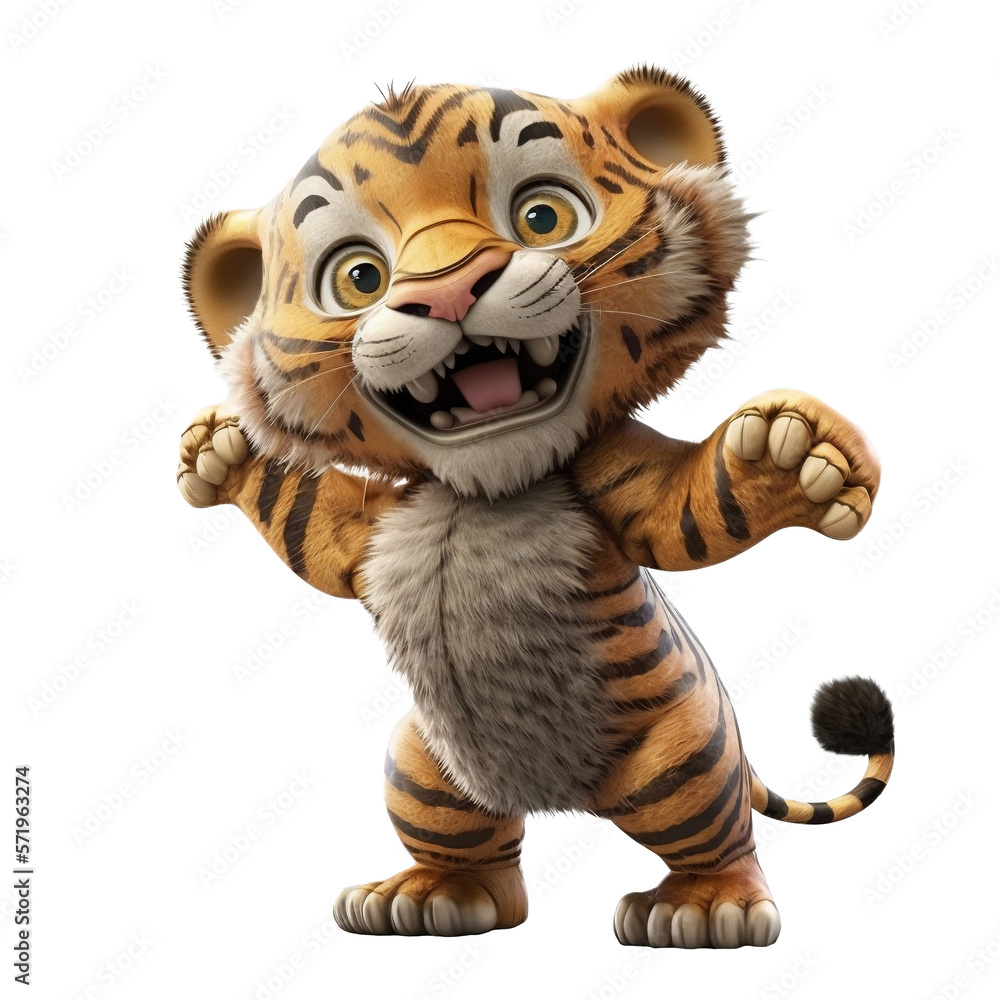 personnage de bébé tigre mignon isolé sur fond transparent - illustration ia