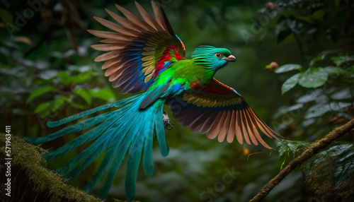 Resplendent Quetzal Flying, generative ai