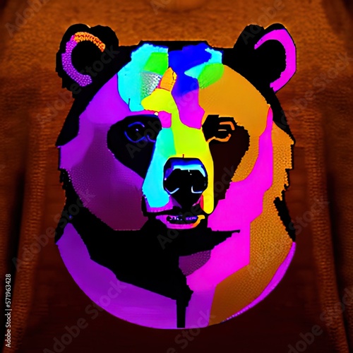 Marsican Brown Bear Animal Style Print Design Logo. Generative AI. photo
