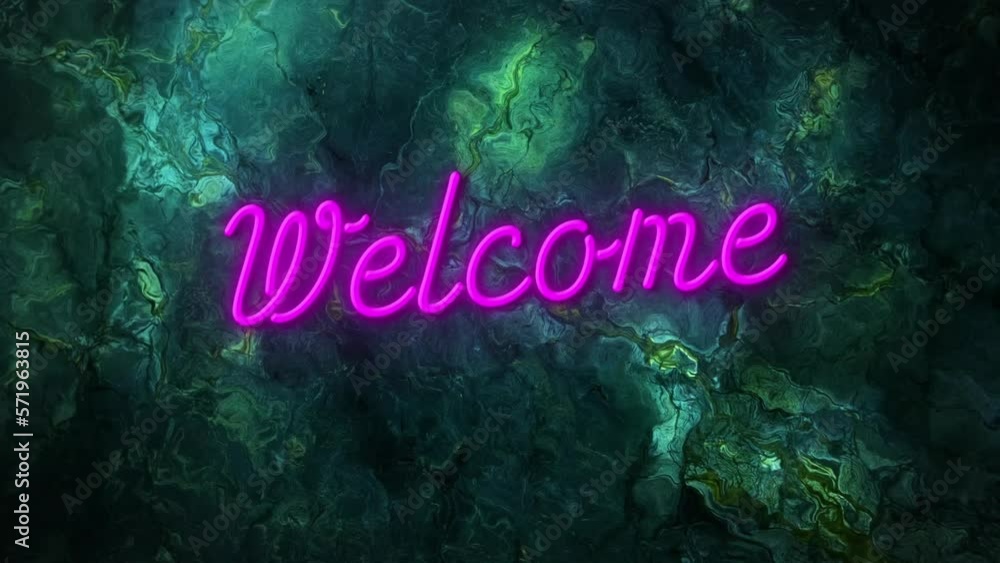 Animation of welcome text over shapes on black background Animation of welcome text over shapes on black background