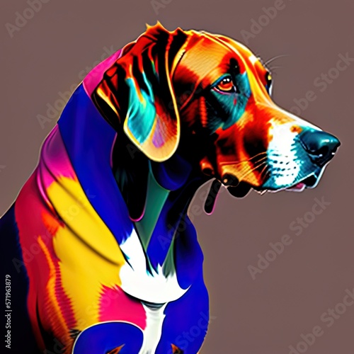 Redbone Coonhound Animal Style Print Design Logo. Generative AI.