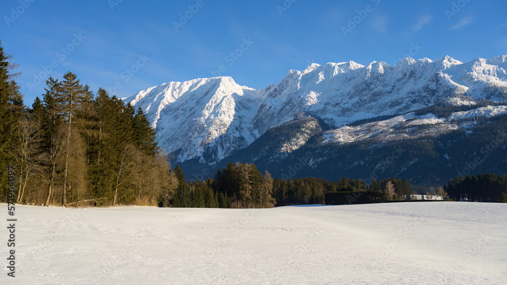 Mountain Grimming on a cold sunny day in winter