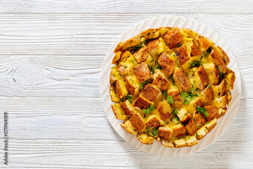 Wall Mural cheesy garlic bread, pull apart bread, top view