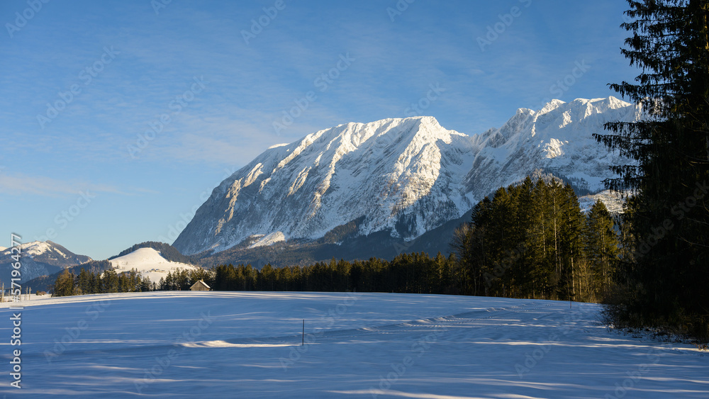 Mountain Grimming on a cold sunny day in winter