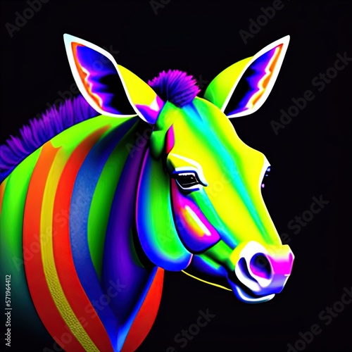 Zonkey Animal Style Print Design Logo. Generative AI. photo