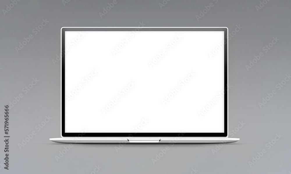 Mockup pantalla ordenador. Ordenador, portatil, con pantalla vacía para diseño. Generado con IA. - obrazy, fototapety, plakaty 