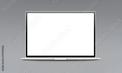 Mockup pantalla ordenador. Ordenador, portatil, con pantalla vacía para diseño. Generado con IA. photo