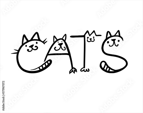 Logo cat. Letters made like cats. Vector design logo. Vector illustration. Funny cartoon logo symbol design
