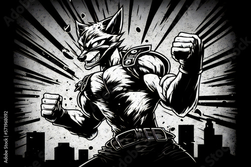 Art Illustration , Furious Wolf 