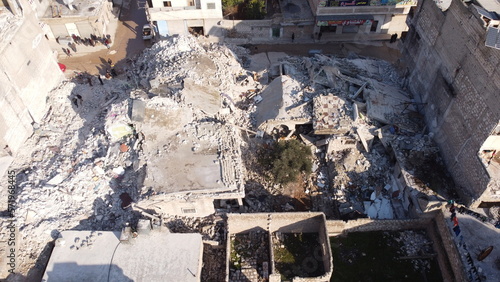 Turkey and Syria earthquake. Ruined houses after a strong earthquake. photo