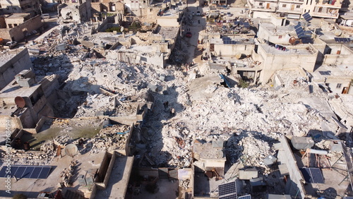 Turkey and Syria earthquake. Ruined houses after a strong earthquake. photo