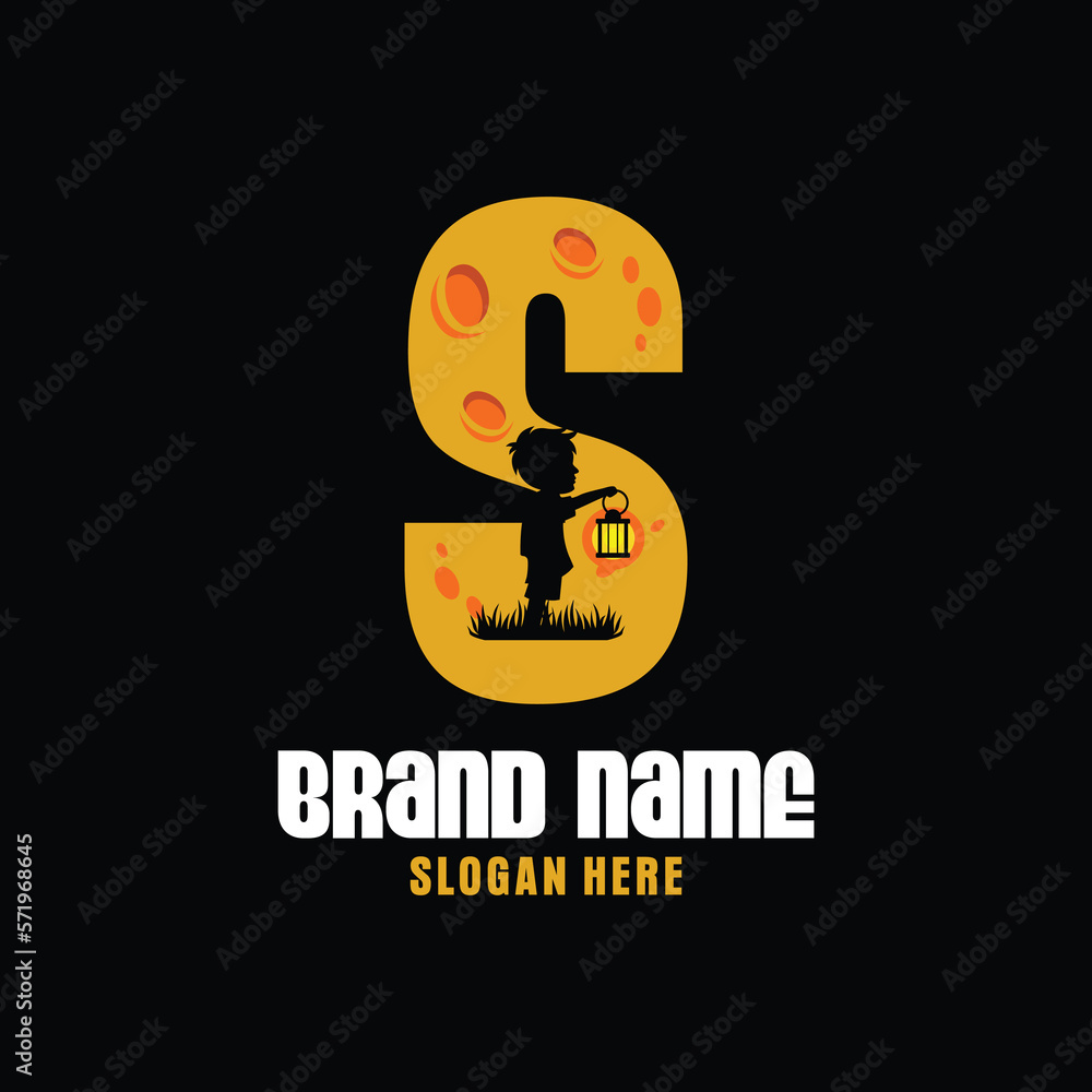 Letter S Boy with a Lantern Logo Design Template Inspiration, Vector Illustration. Letter S Boy with a Lantern Logo Design Template Inspiration, Vector Illustration.