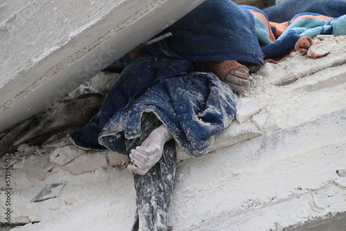 Fototapeta Naklejka Na Ścianę i Meble -  Turkey and Syria earthquake. Ruined houses after a strong earthquake.