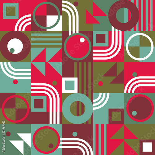 Geometric vector illustration with different elements. Design for a summer holiday poster, postcard, brochure, textile, presentation or template. Fashionable artistic print and background.