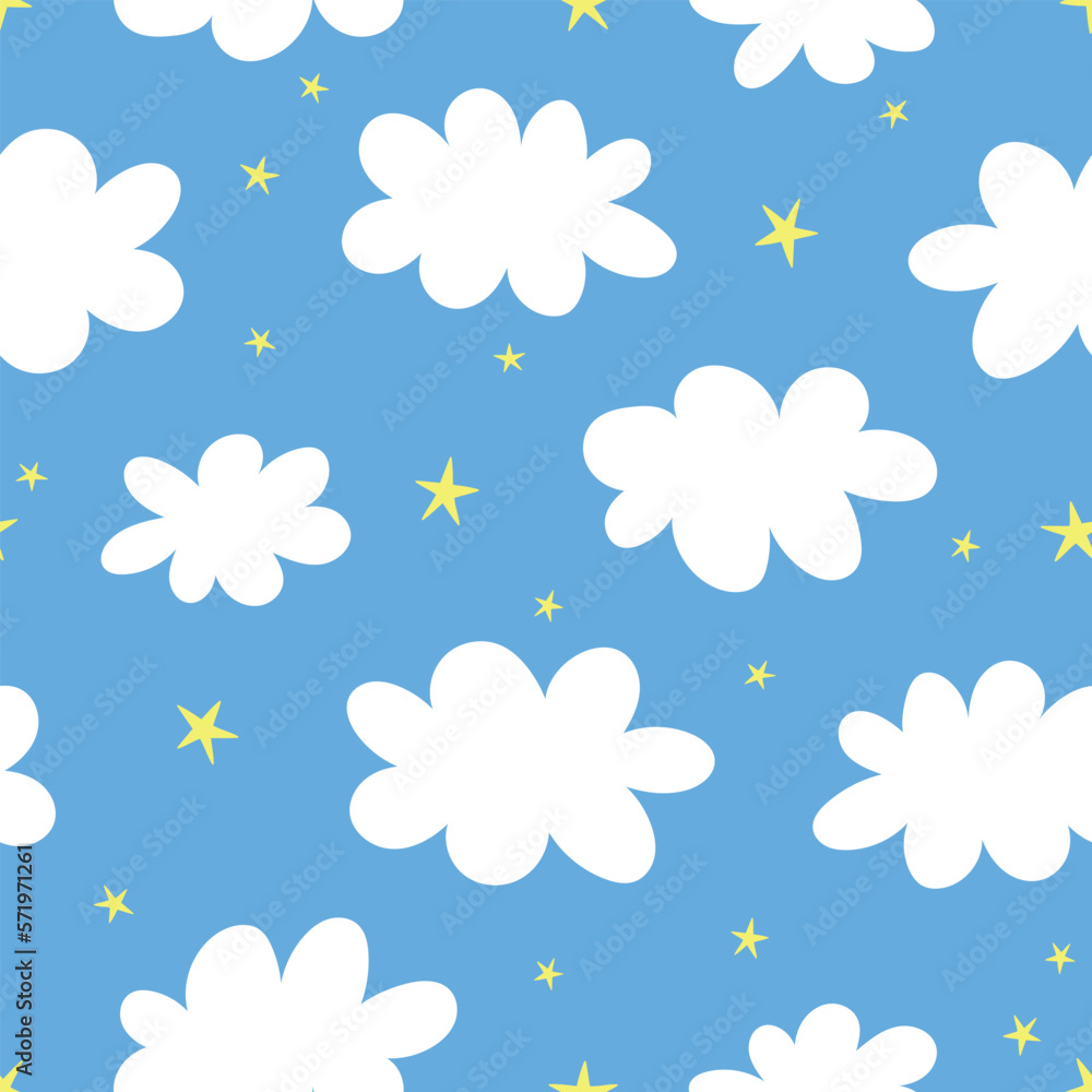 Clouds seamless pattern. Clouds background. Sky background. Blue seamless pattern. Night