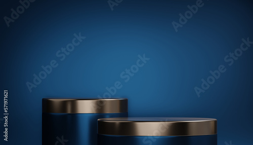 Dark blue geometric background, japanese style podium blue concept .