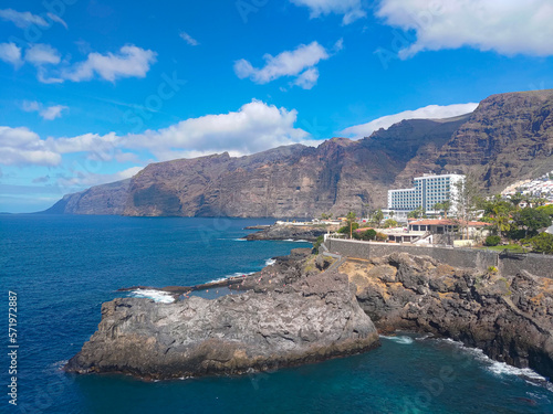 Canary islands Rocky coastline with big waves 