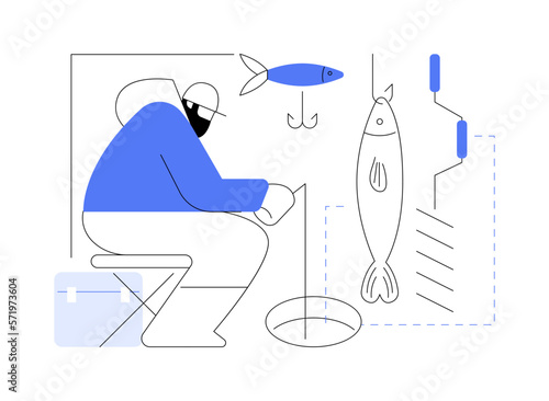 Ice fishing abstract concept vector illustration.