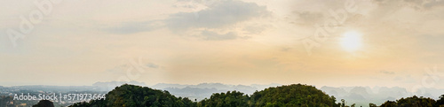 evening view at sunset from mountain Tiger Cave Temple Krabi