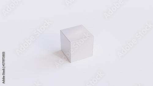 Square packaging box. Isolated Cardboard packaging. 3D illustration of box. Single white box on white background   © SinisaZec