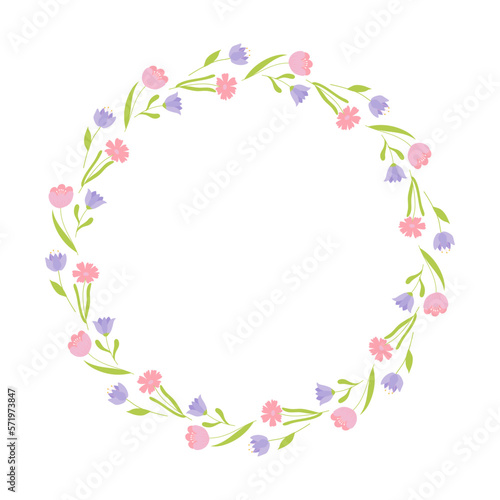 Colorful frame with flowers and branches. Design element for greeting card, invitation, poster, social media 
