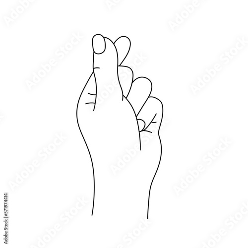 Vector isolated one hand gesture korean fingers heart symbol like love colorless black and white contour line easy drawing