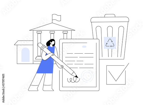 Government mandated recycling abstract concept vector illustration.