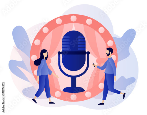 Stand Up comedy show. Open mic. Invitation to Comedy concert. Modern flat cartoon style. Vector illustration on white background
