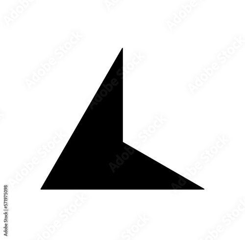 Vector isolated two thirds of equilateral triangle colorless black and white outline silhouette shadow shape