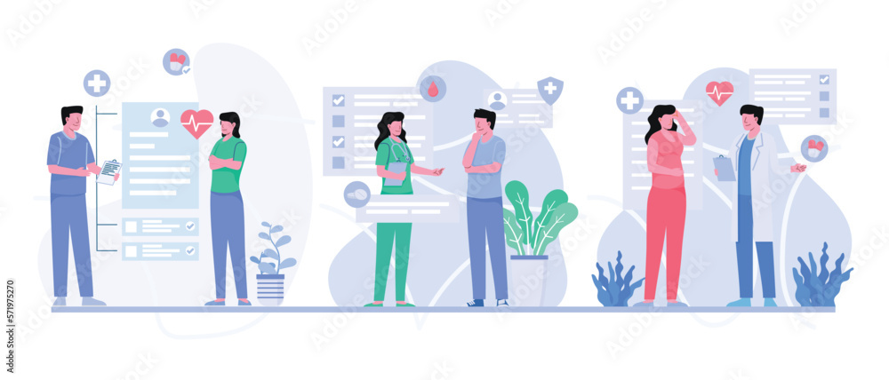 Bundle medical worker in cartoon character vector Bundle medical worker in cartoon character vector