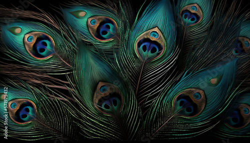 peacock feather background, Generative ai photo