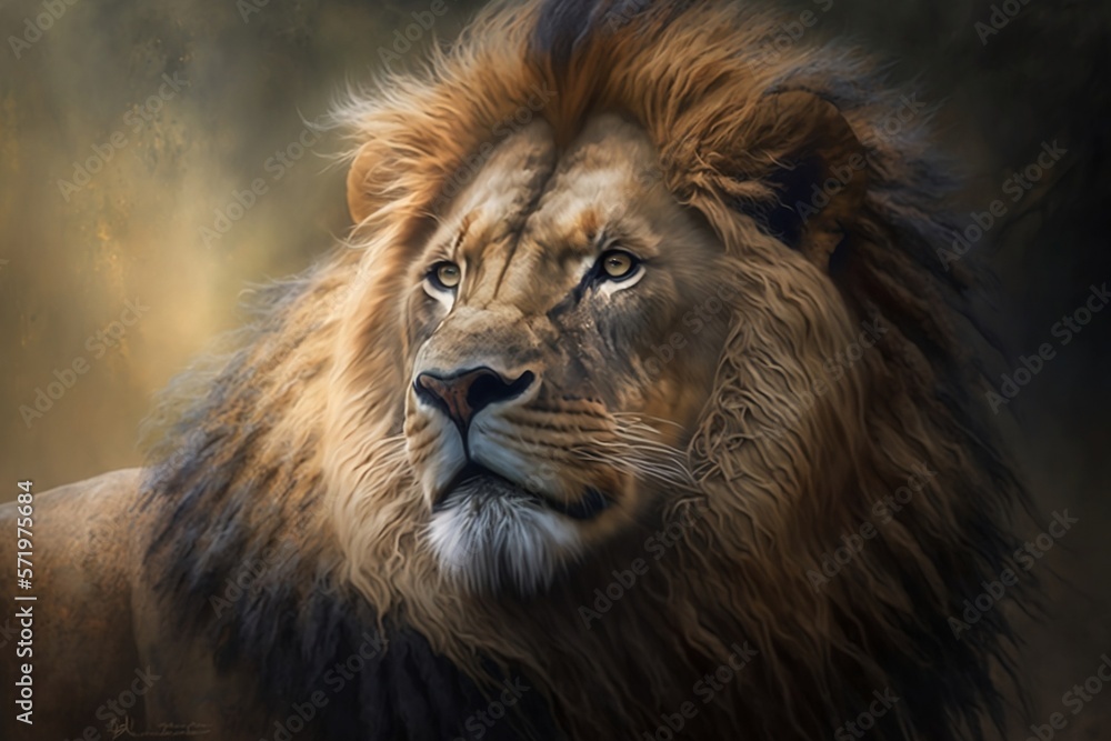 Simple lion portrait painting 