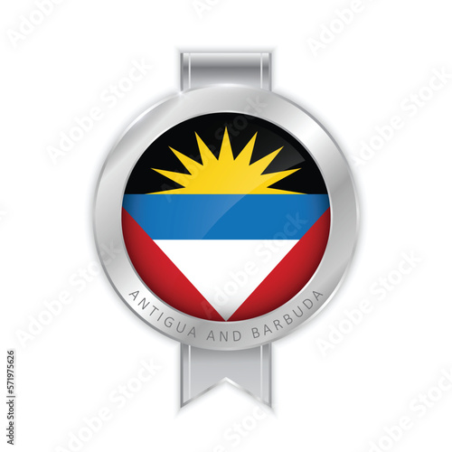 Free Download Flag of Antigua and Barbuda Silver Medal Vector. Realistic 3d silver trophy award medals for winner. Honor prize. Realistic illustration. - GFXLoad
