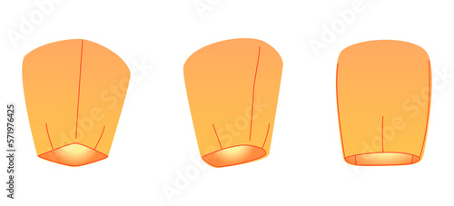 Sky lantern icon in cartoon style isolated on white background. Light source symbol stock vector illustration