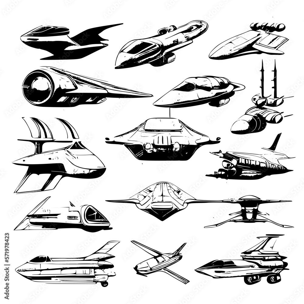 vector icons set of diferent space ships and cosmos vector icons set of diferent space ships and cosmos