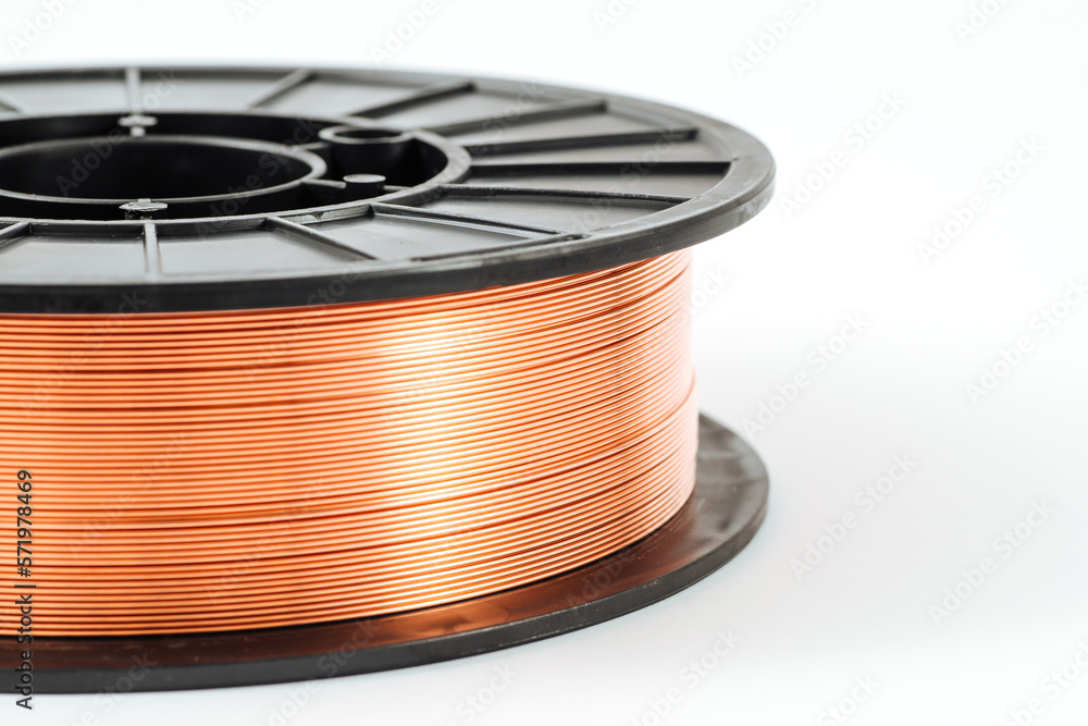 Welding wire spool on a white background