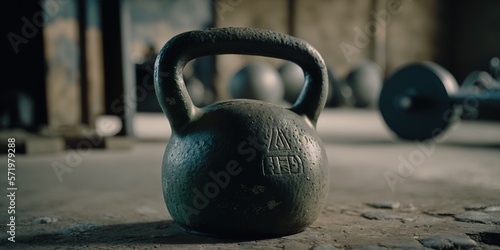 A heavy kettlebell to get fit in a gym. Ai generated