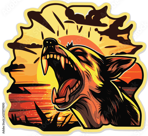 Angry aggressive dog bared his teeth. Vector image..