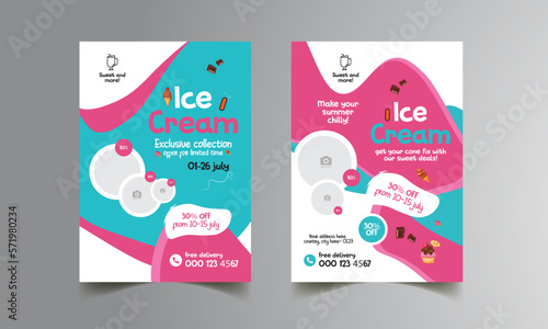 sweet ice cream shop flyer template. 