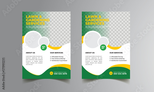 Lawn Mower Garden or Landscaping Service Flyer Template 