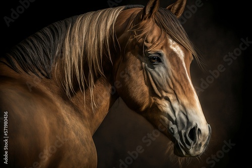 Portrait of a brown horse up close 