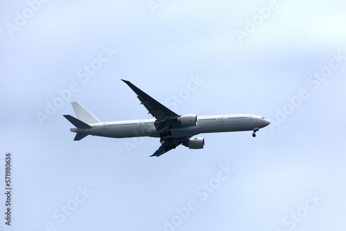 Wide-body jet airliner in the sky