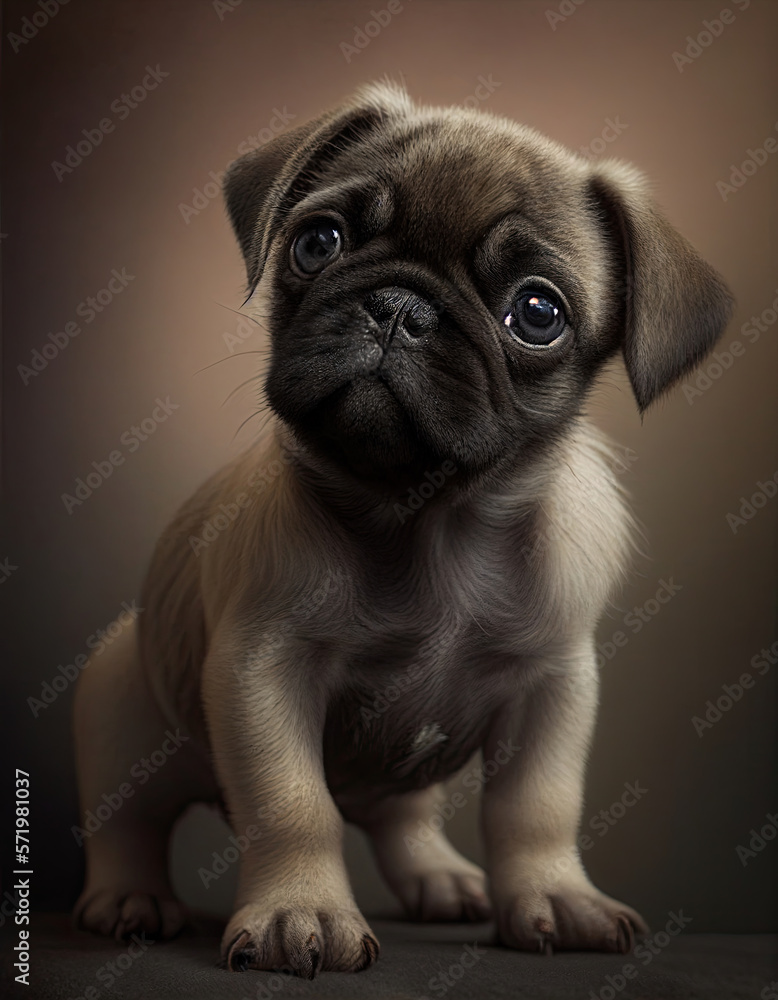 Adorable and Playful Baby Pug Puppy Illustration. Generative AI