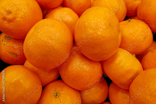 Stack of clementines on a market stall
