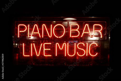 Piano Bar, Live Music - Neon light